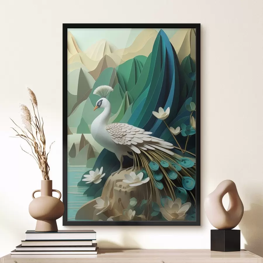 Fototapety Páv na zelenom pozadí f47901