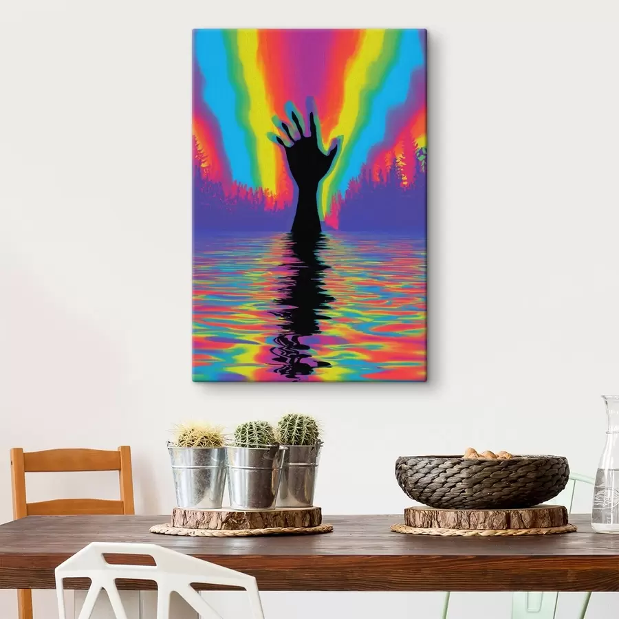 Obraz Silueta ruky nad vodou s47903