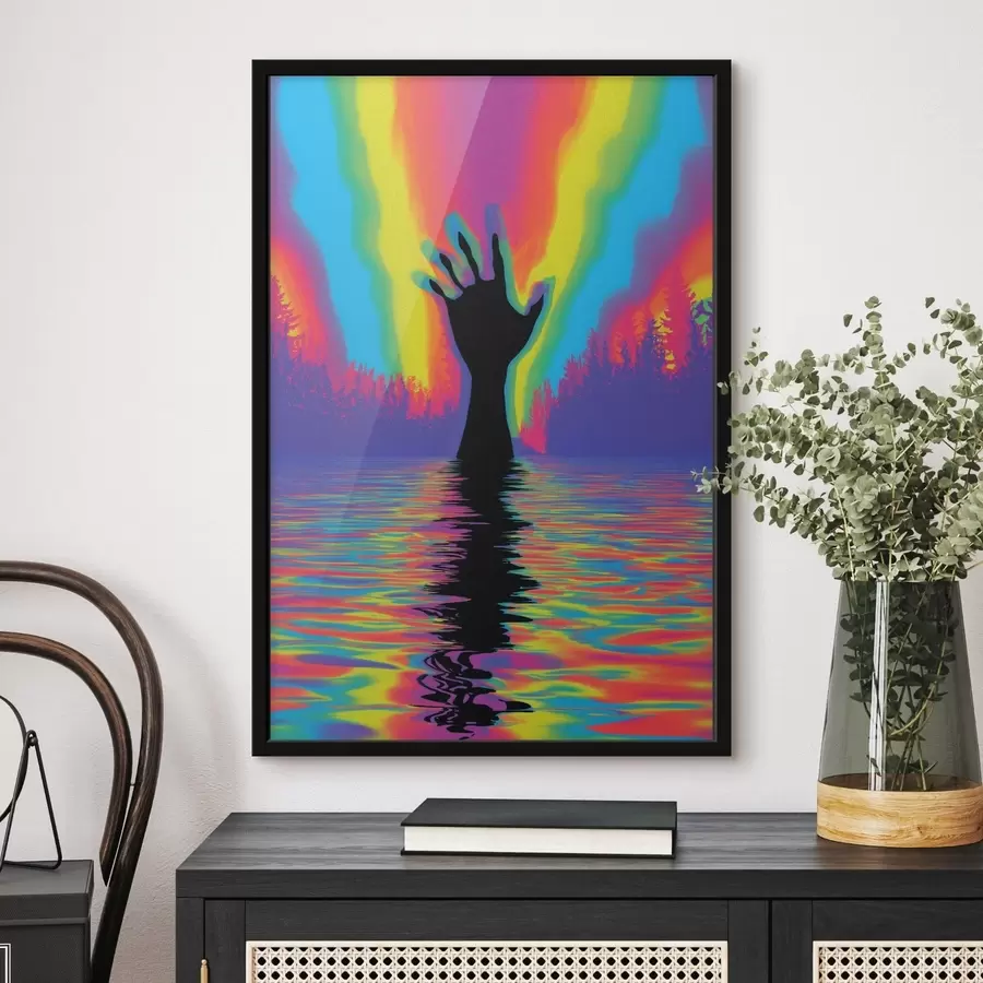 Fototapety Silueta ruky nad vodou f47903