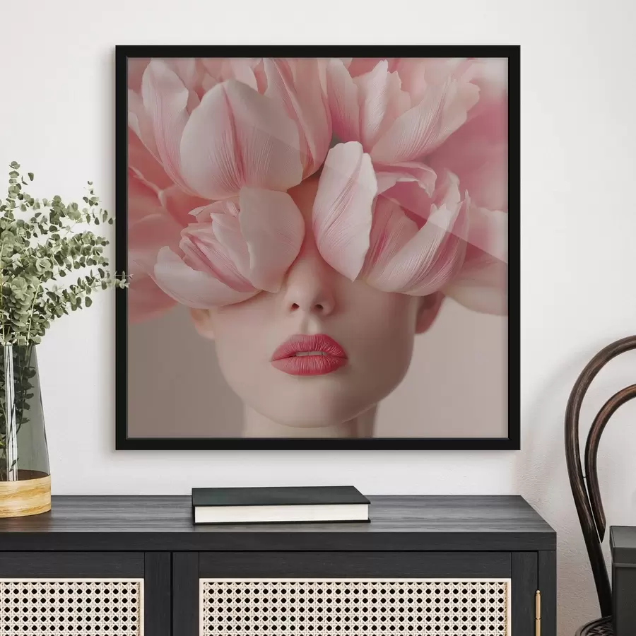 Fototapety Ženský portrét s ružovými okvetnými lístkami f47920