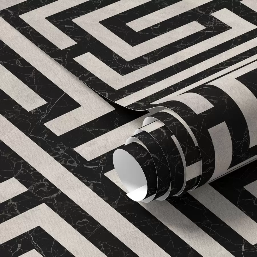 Fototapety Čierno-biely geometrický bludiskový vzor a01073