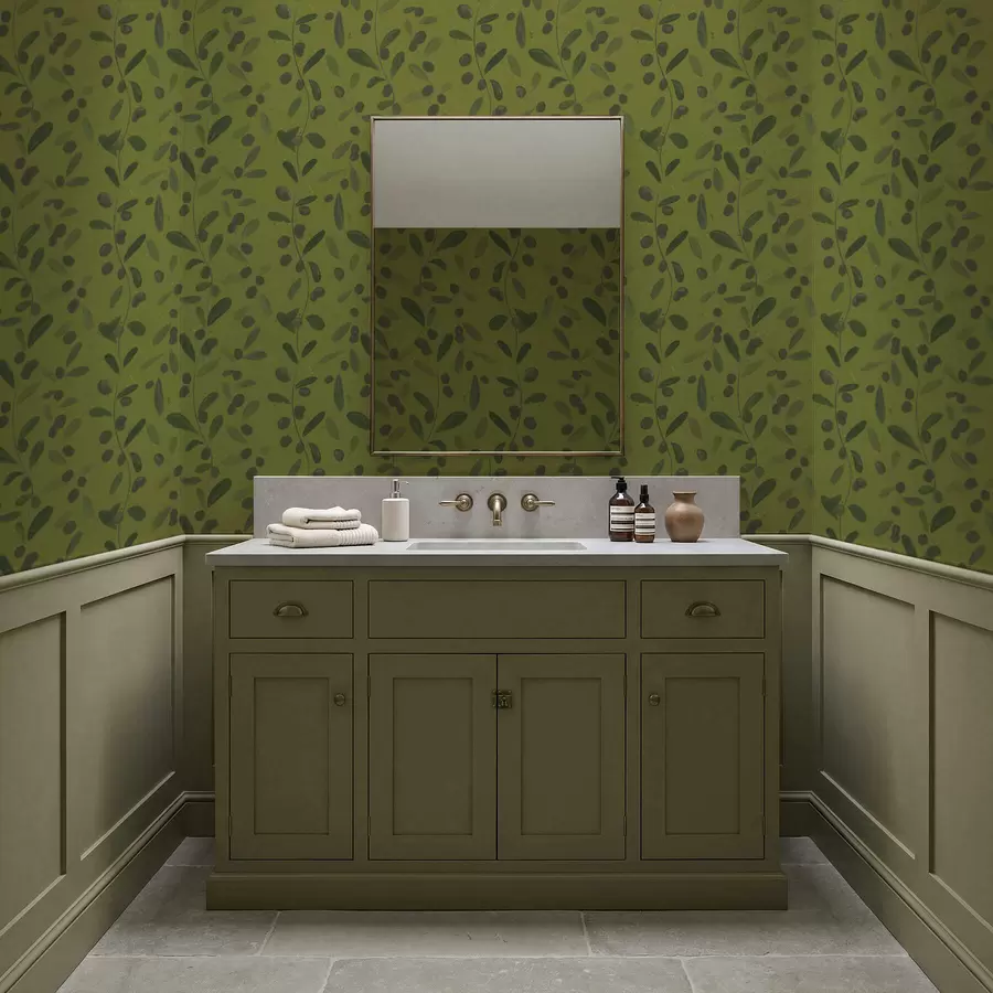 Fototapety Zelené vetvy s listami a bobuľami na olivovníku a01113