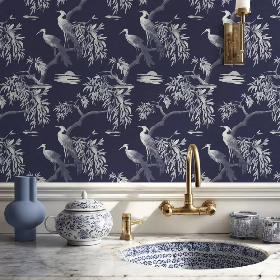 Fototapety Vtáky na konári na tmavomodrom pozadí a01116v1