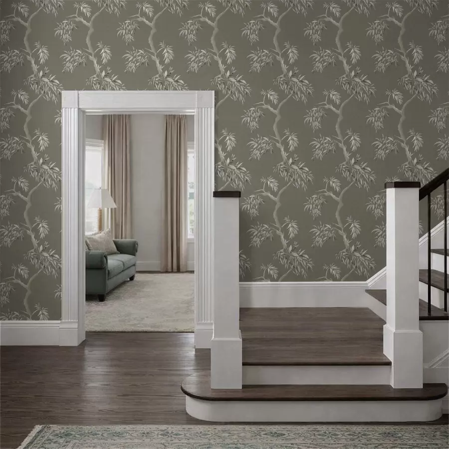 Fototapety Ľahká vetva s listami na olivovom pozadí a01117v1