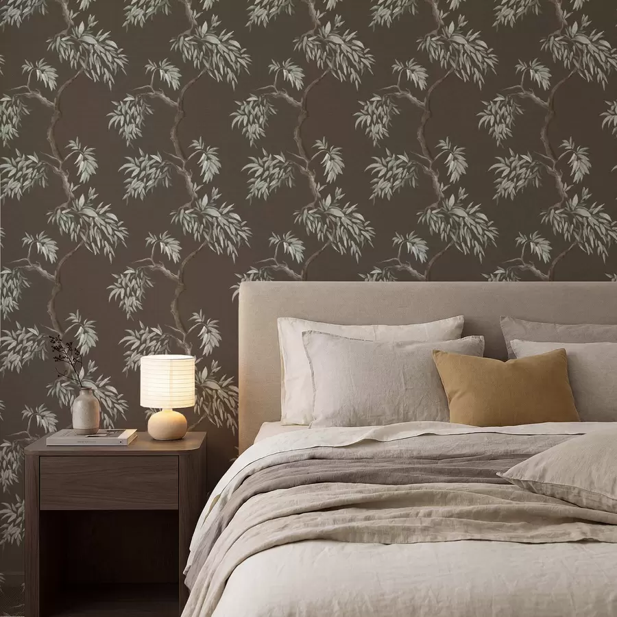 Fototapety Vetva stromu s listami na hnedom pozadí a01117v3