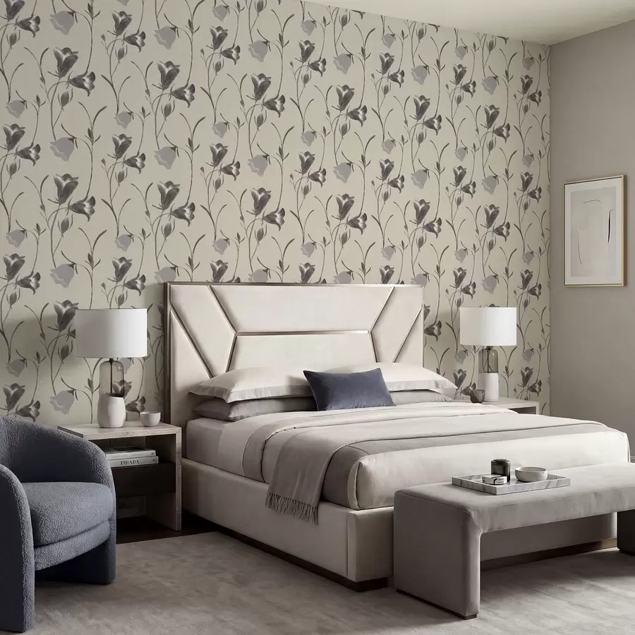 Fototapety Sivé zvončeky na svetlo béžovom pozadí a01119