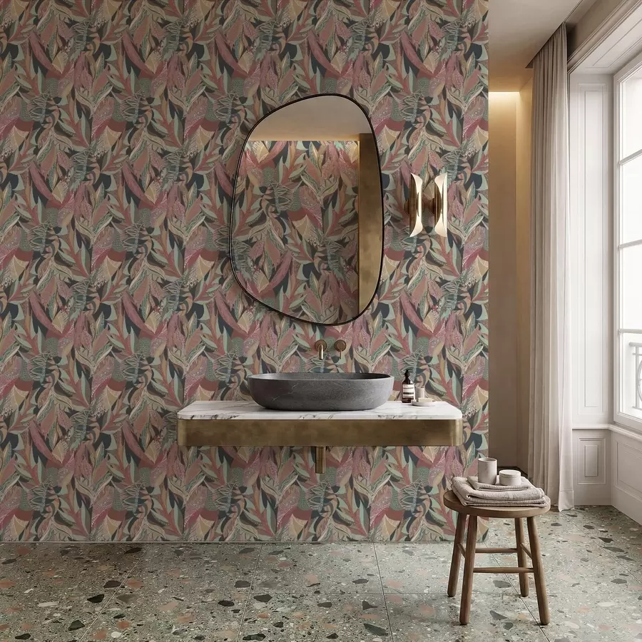 Fototapety Farebné vzorované listy na tmavom pozadí a01120