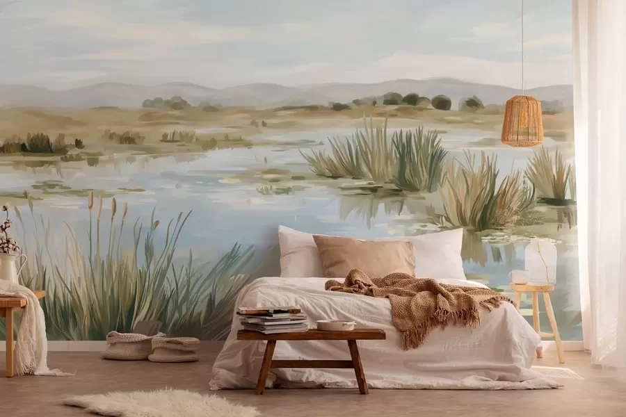 Fototapety Tiché pokojné jazero malebná krajina w05214