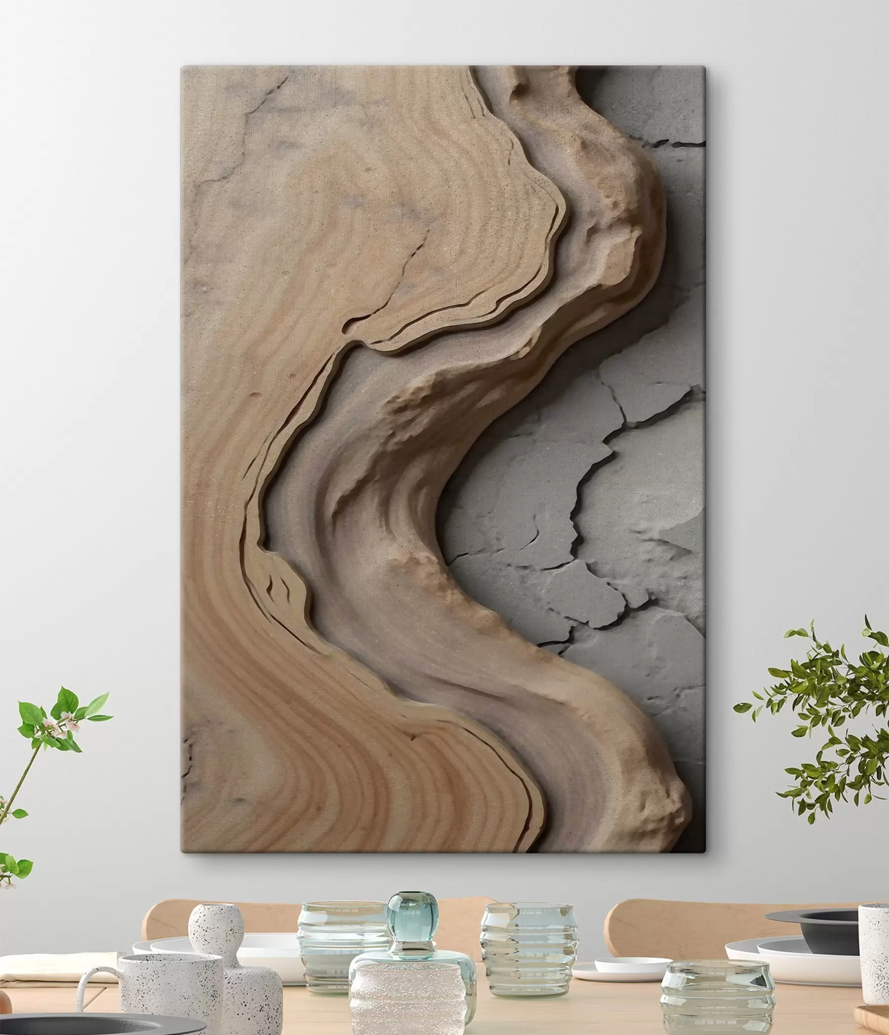 Obraz Drevo a betón, imitácia s48105