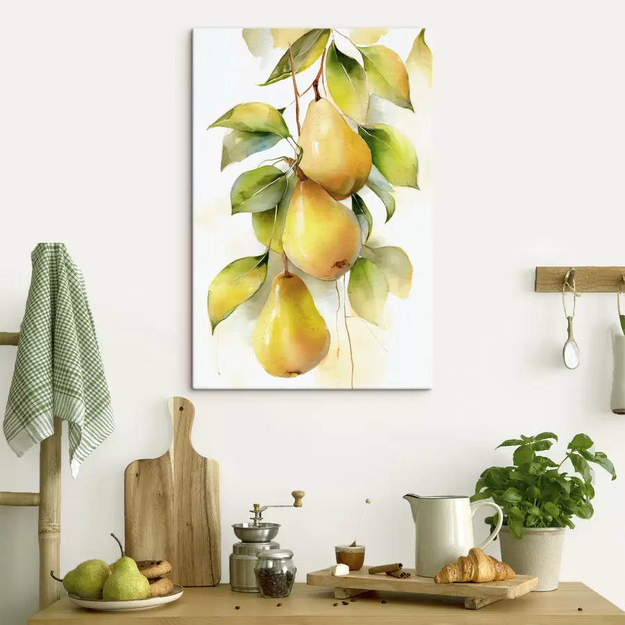 Obraz šťavnaté žlté hrušky v akvarelovom štýle s47931