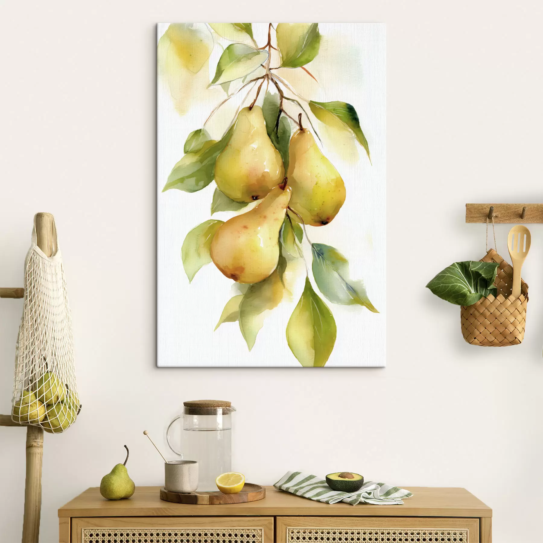 Obraz šťavnaté žlté hrušky v akvarelovom štýle s47932