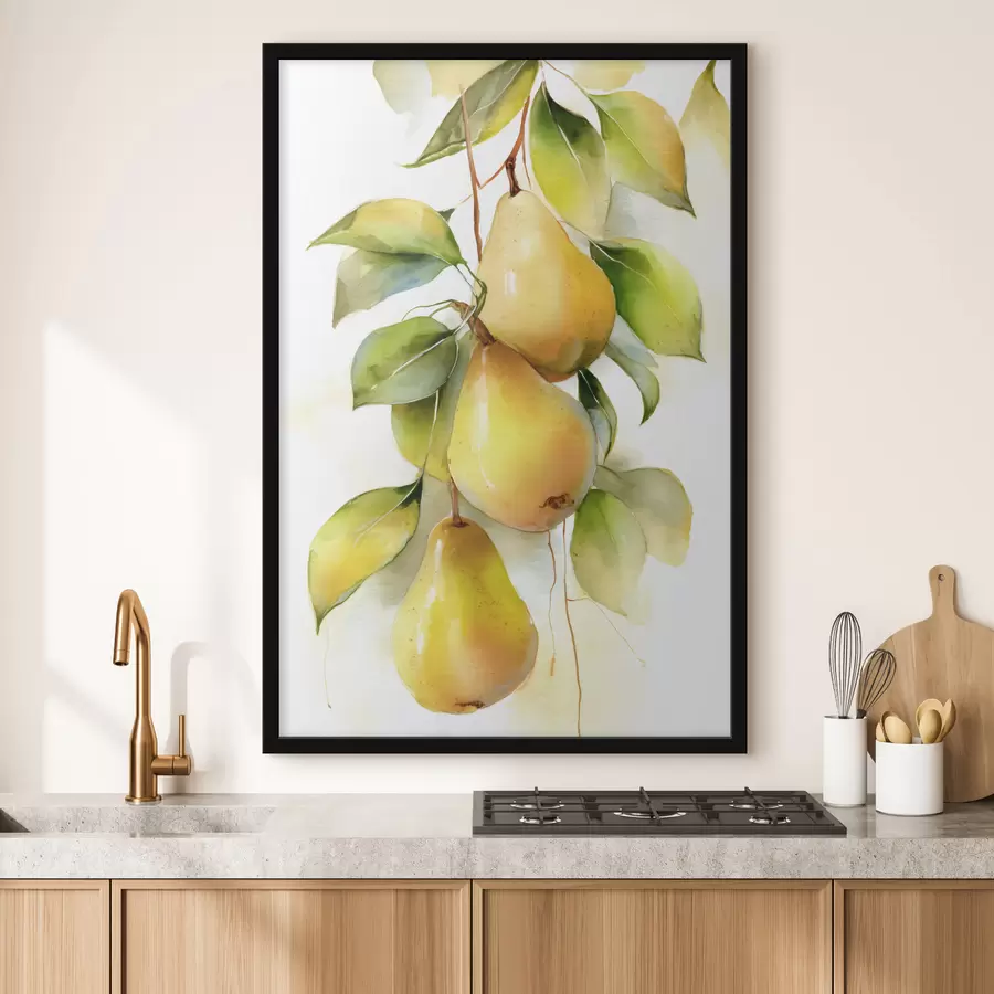 Fototapety šťavnaté žlté hrušky v akvarelovom štýle f47931