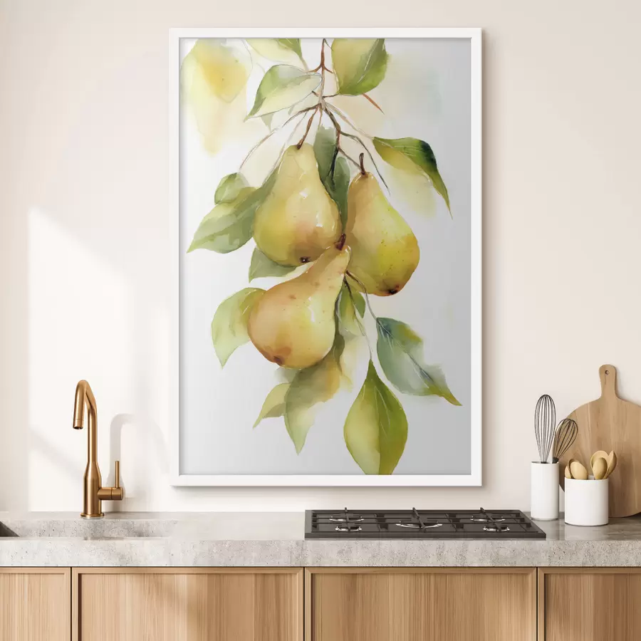 Fototapety šťavnaté žlté hrušky v akvarelovom štýle f47932