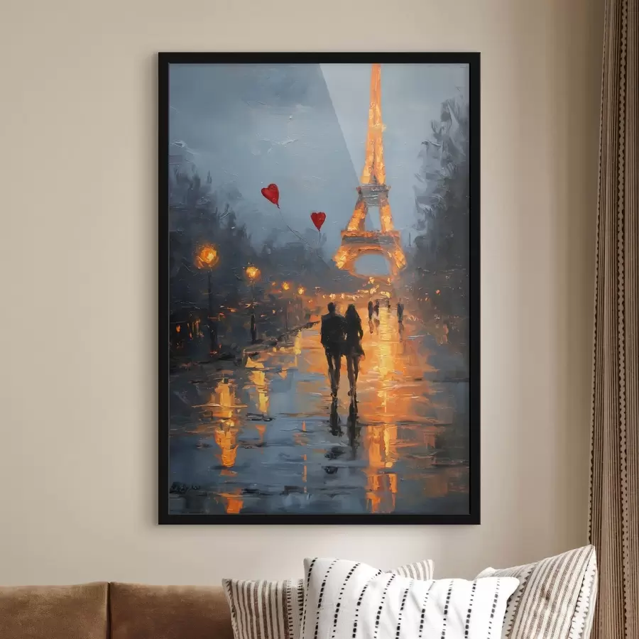 Fototapety romantická prechádzka v Paríži v štýle olejomaľby f47952