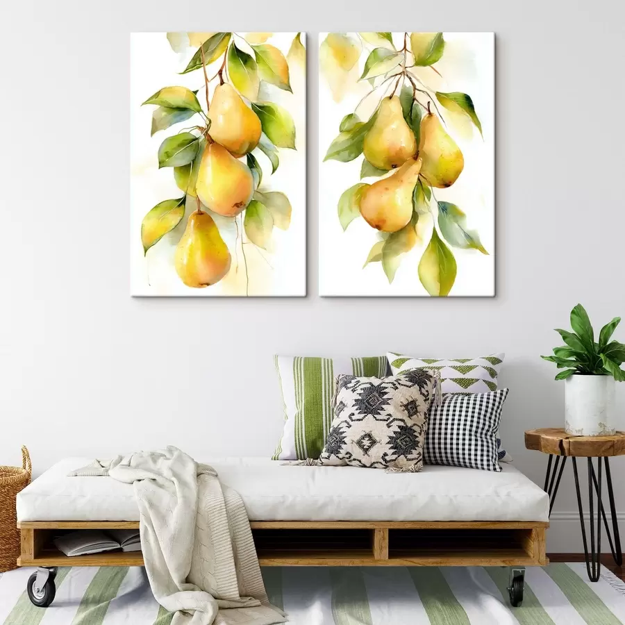Obraz šťavnaté žlté hrušky v akvarelovom štýle m30088