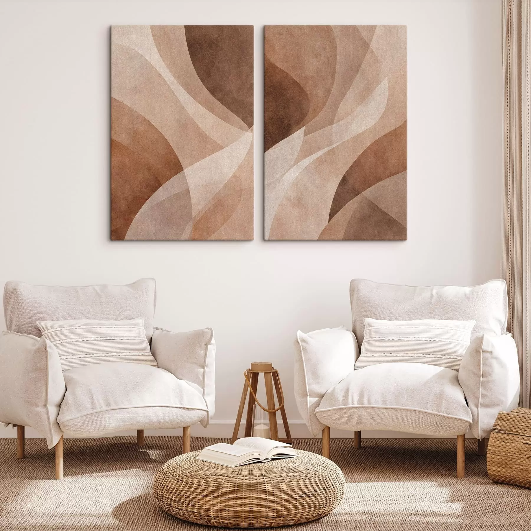 Obraz abstraktné vlny v čokoládových odtieňoch m30096