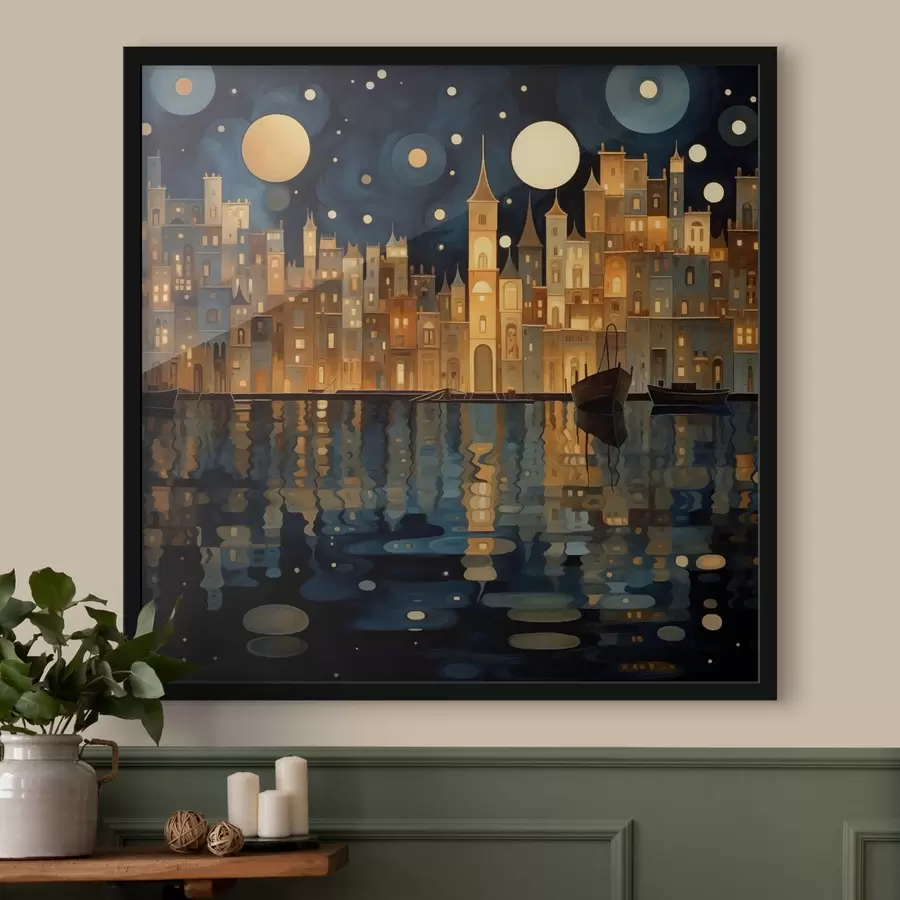 Fototapety rozmarnej nočné mesto pri vode f48063