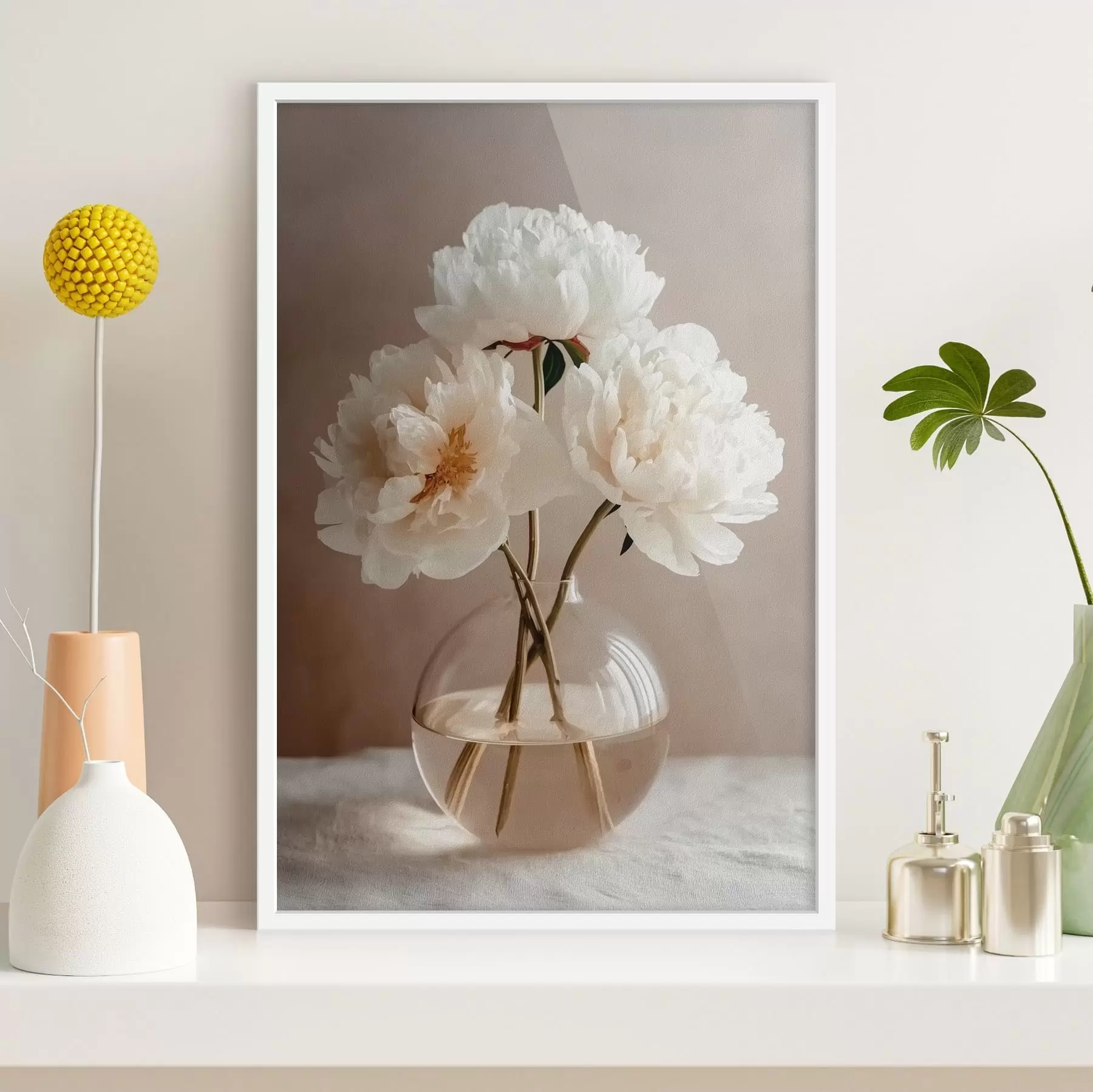 Fototapety vzdušná minimalistická zátišie s  pivoňkami f48119