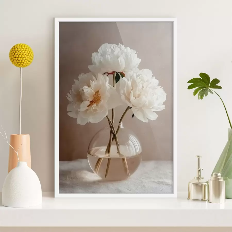 Fototapety vzdušná minimalistická zátišie s  pivoňkami f48119