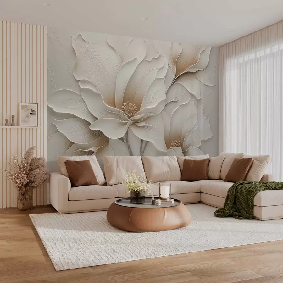 Fototapety Reliéfny detail béžovej kvetiny w05269