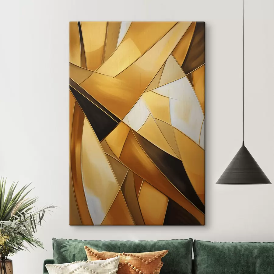 Obraz Abstraktné geometrické tvary v odtieňoch oranžovej, hnedej a bielej s tenkými obrysmi na textúrovanom pozadí s47863