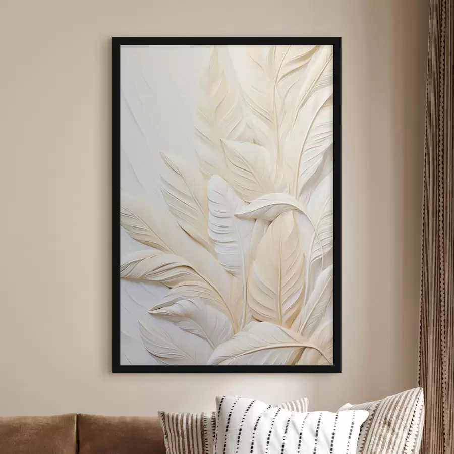 Fototapety Krémové perie prekrývajúce sa navzájom, s jemným, svetlým pozadím f47883