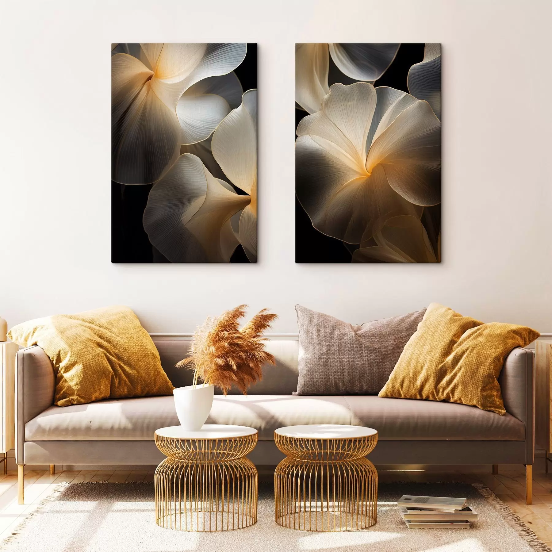 Obraz Abstraktné, vlajúce, priehľadné okvetné lístky s jemnými líniami na tmavom pozadí m30050