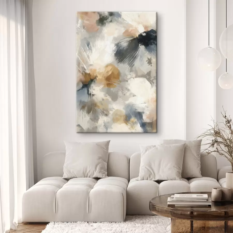 Obraz Umelecká kompozícia s veľkými kvetmi a lineárnou grafikou s47971