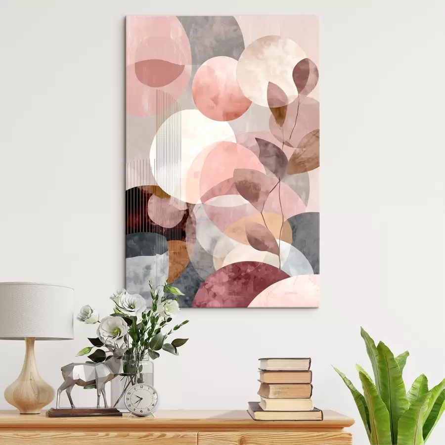 Obraz Geometrické tvary a botanické prvky v modernom minimalistickom štýle s47975