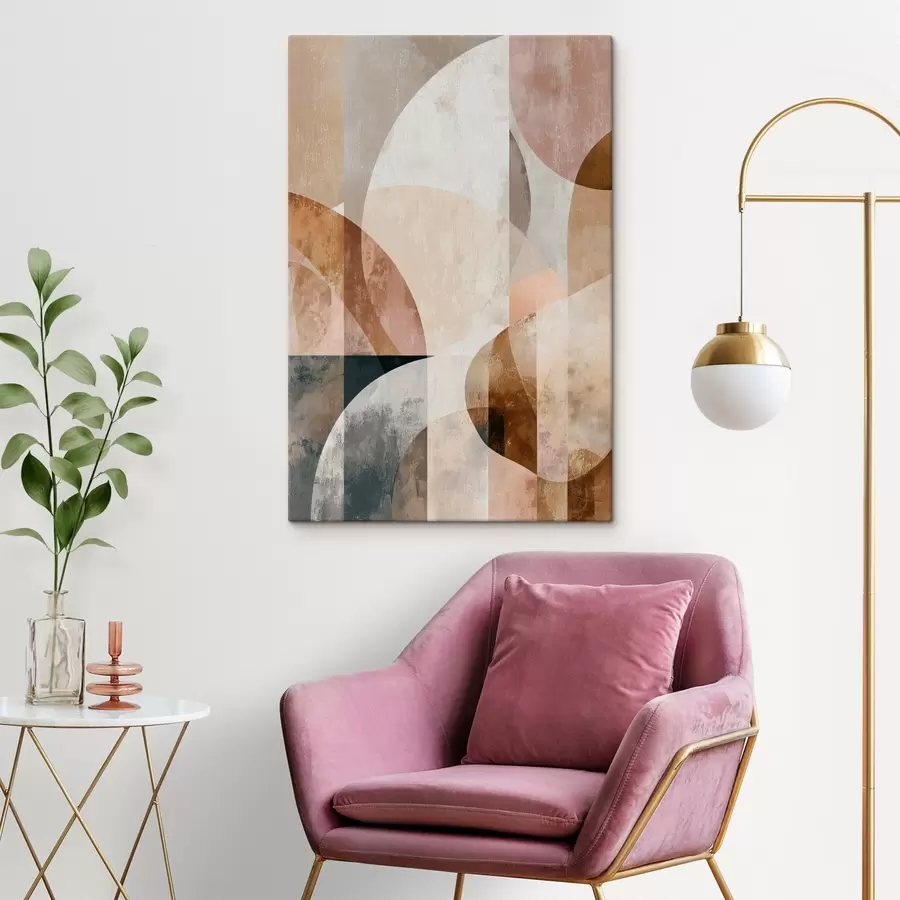 Obraz Moderná kompozícia s kruhovými tvarmi a vertikálnymi ťahmi s47980