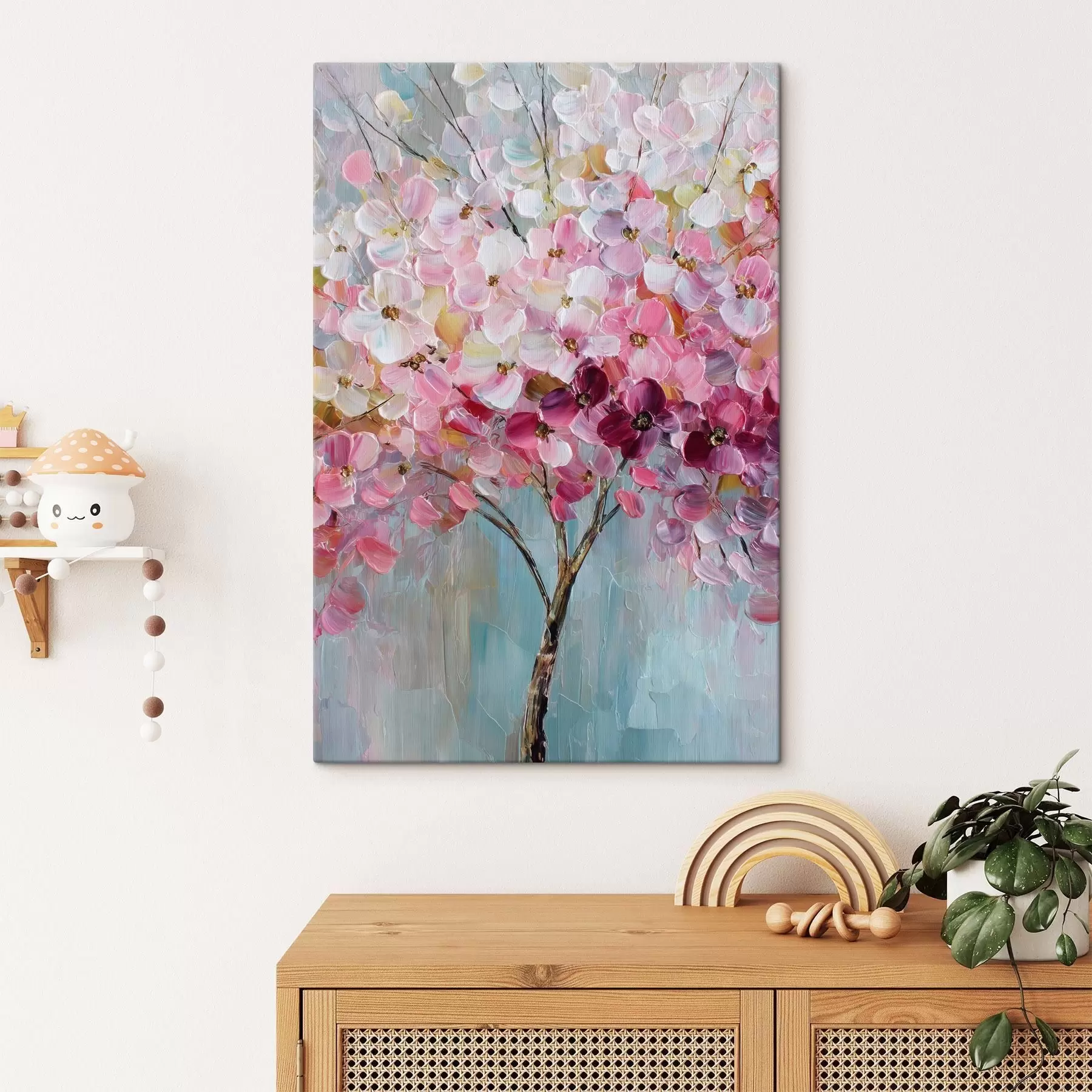 Obraz Jemné ružové kvety na pozadí jasnej oblohy s47988