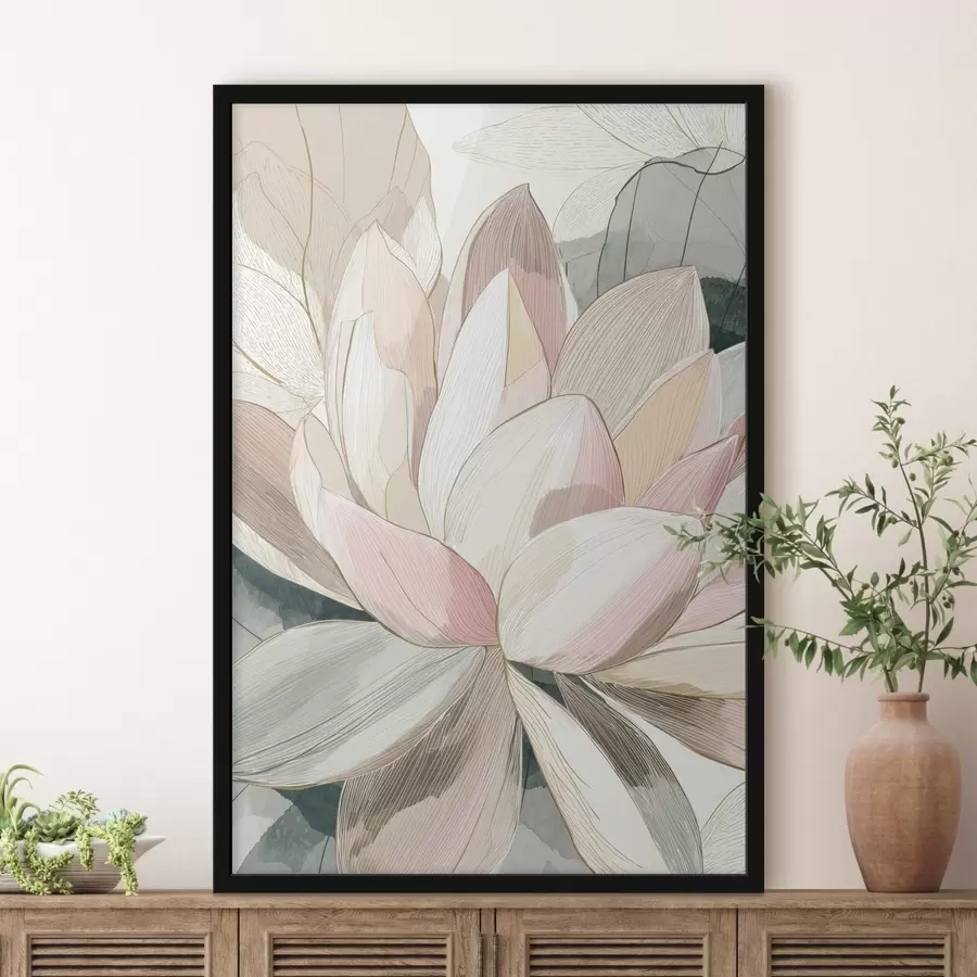 Fototapety Jemné okvetné lístky lotosu s výraznými kontúrami f47974