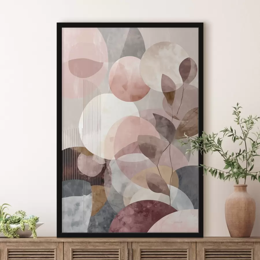 Fototapety Geometrické tvary a botanické prvky v modernom minimalistickom štýle f47975