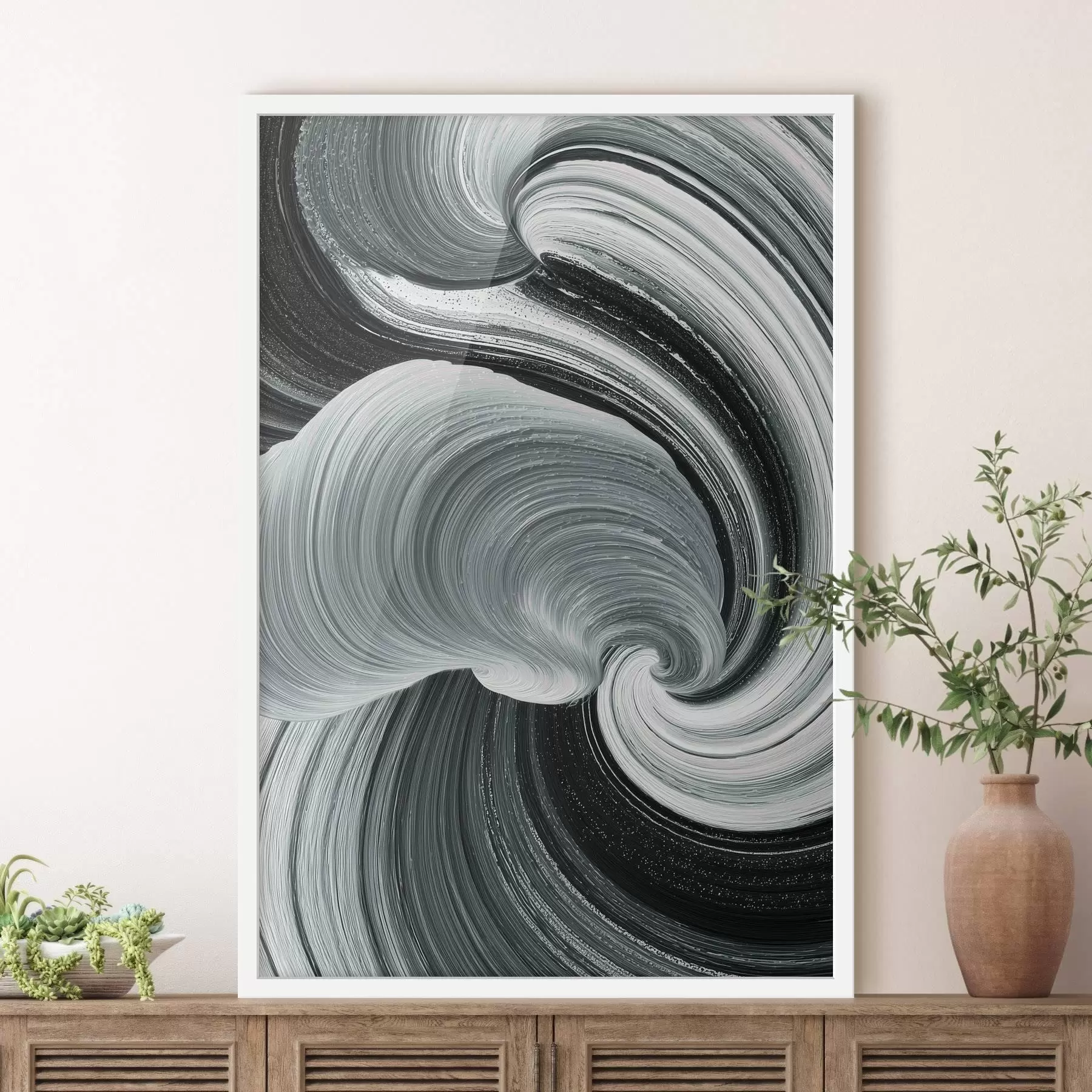 Fototapety Energia pohybu: čiernobiela abstrakcia v štýle olejomaľby f47990