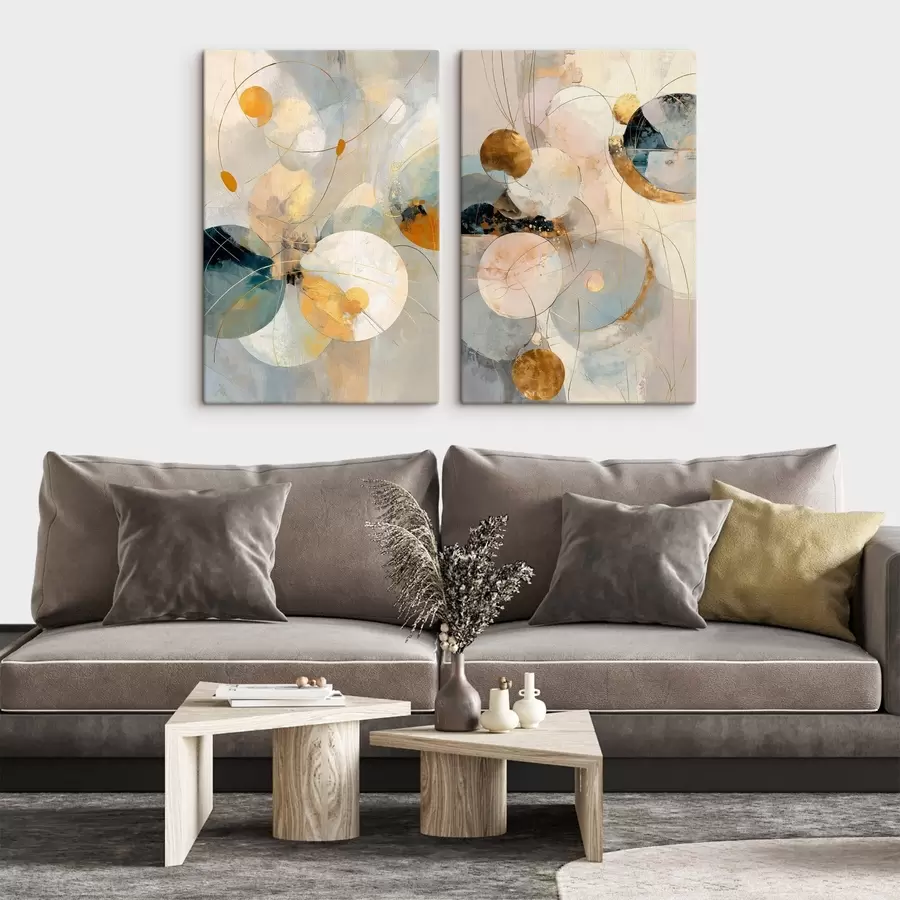 Obraz Dekoratívne umenie v modro-krémových odtieňoch s jemným svetelným efektom m30039