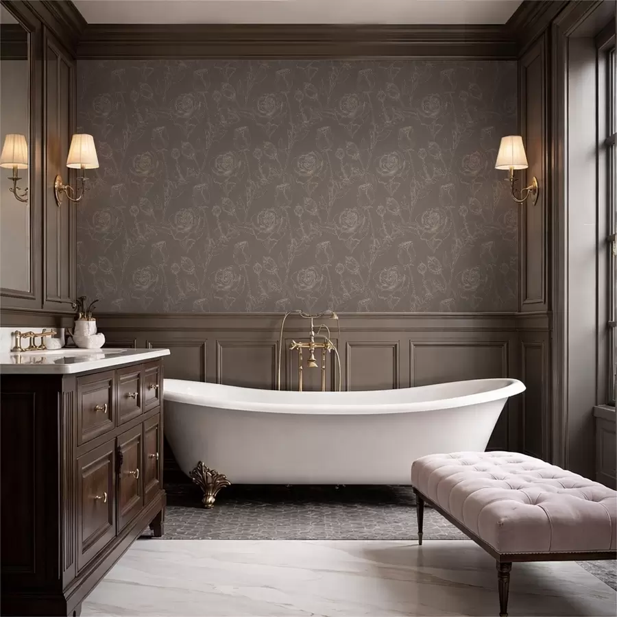 Fototapety Tmavý ružový vzor na hnedom pozadí a01124v1