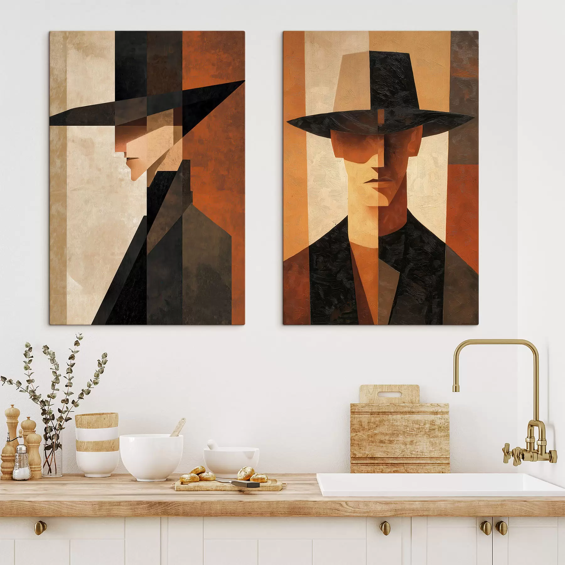 Obraz Geometrický portrét muža v klobúku m30157