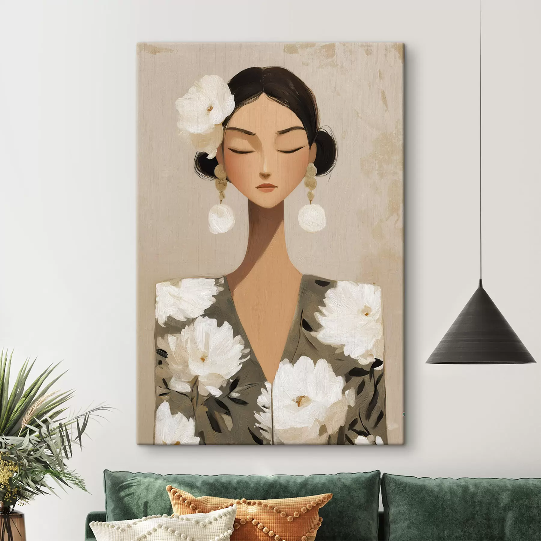 Obraz Dievča s kvetmi vo vlasoch s48233