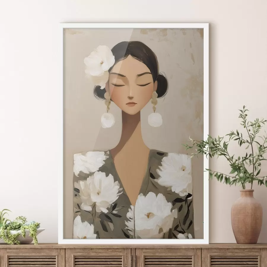 Fototapety Dievča s kvetmi vo vlasoch f48233