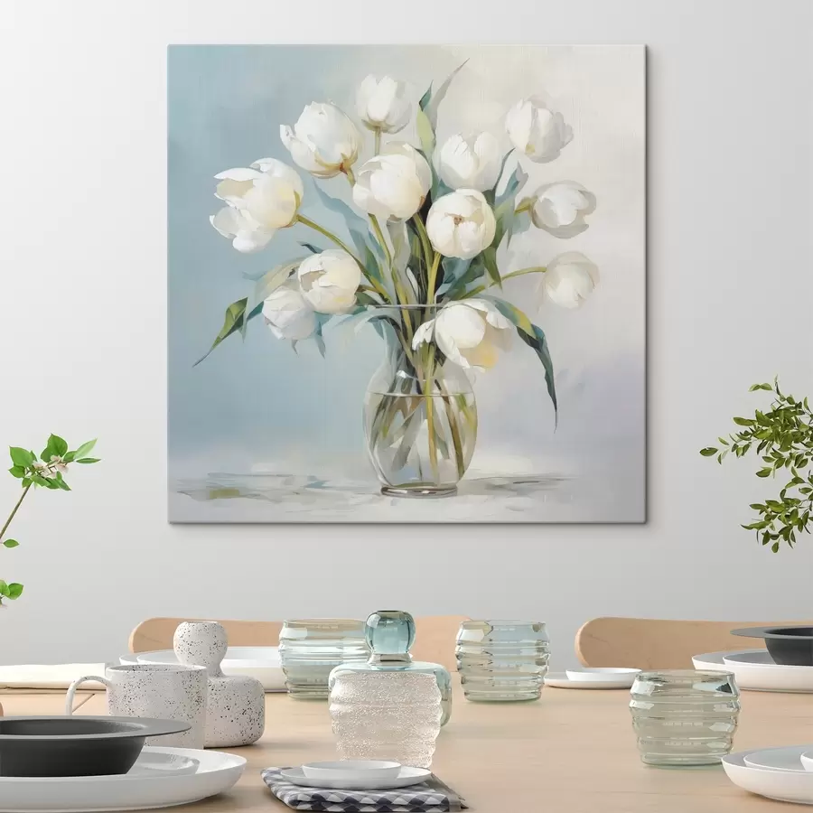 Obraz Tulipány vo váze imitujúce maľbu s48266
