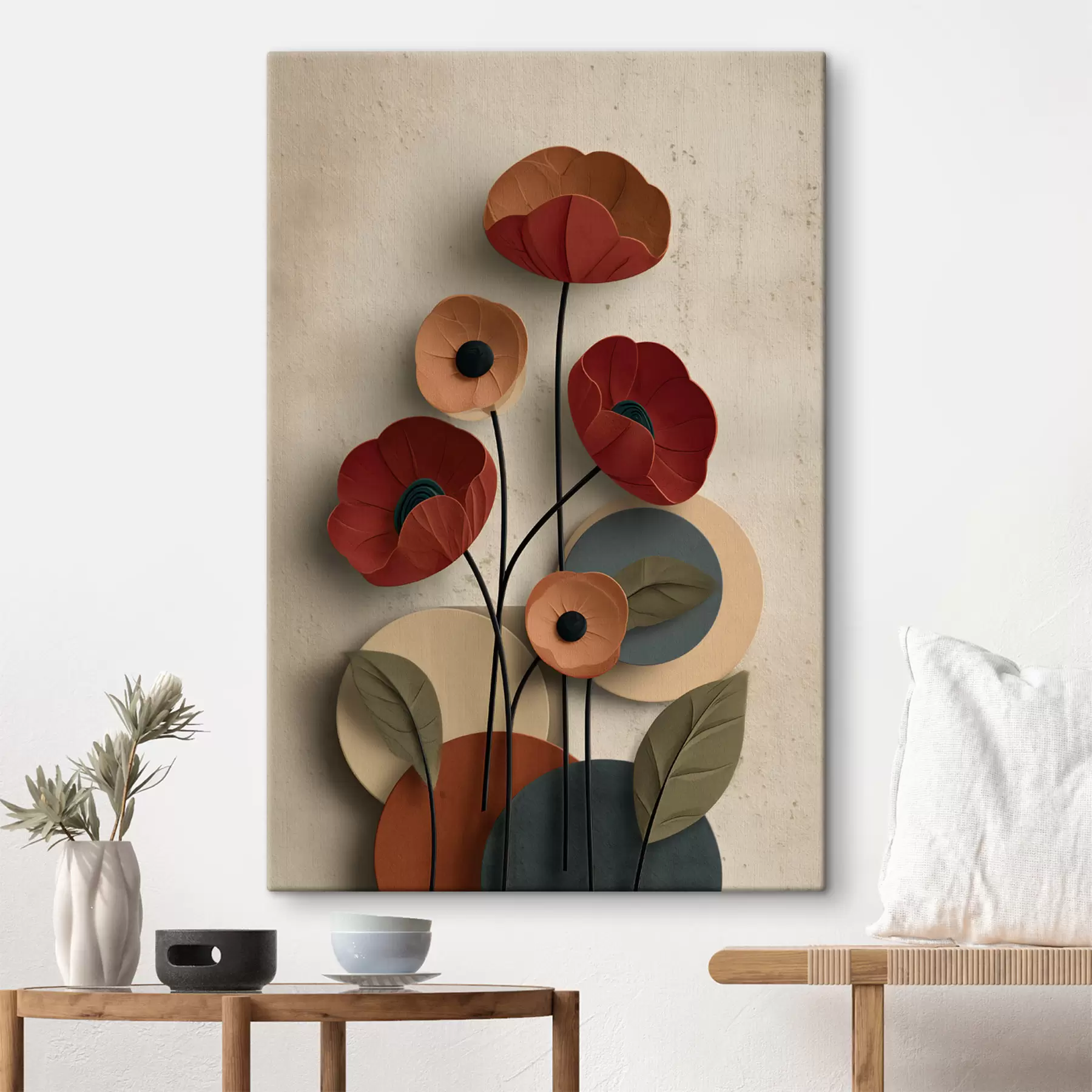 Obraz kvety v zjednodušenom štýle s efektom objemu s48294