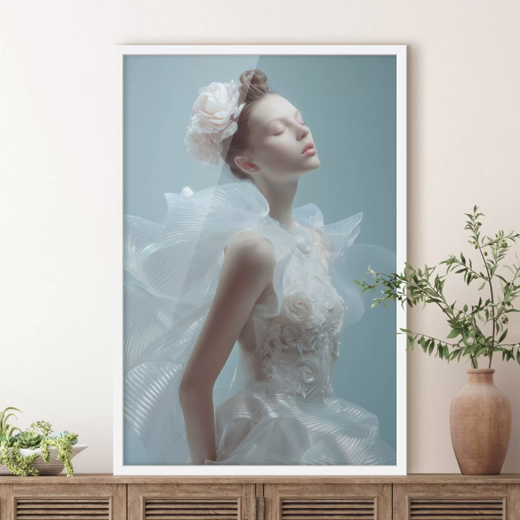 Fototapety krehká dievčina v bielych šatách f48288