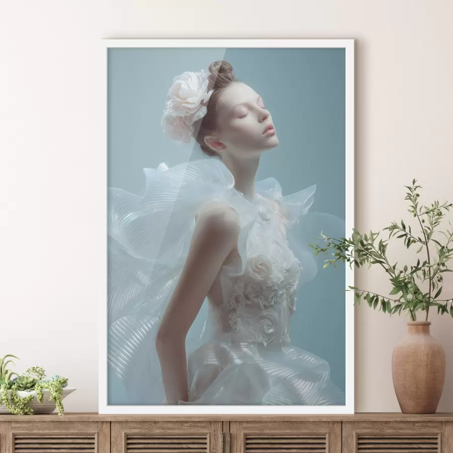 Fototapety krehká dievčina v bielych šatách f48288