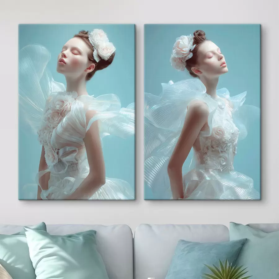 Fototapety krehká dievčina v bielych šatách m30175