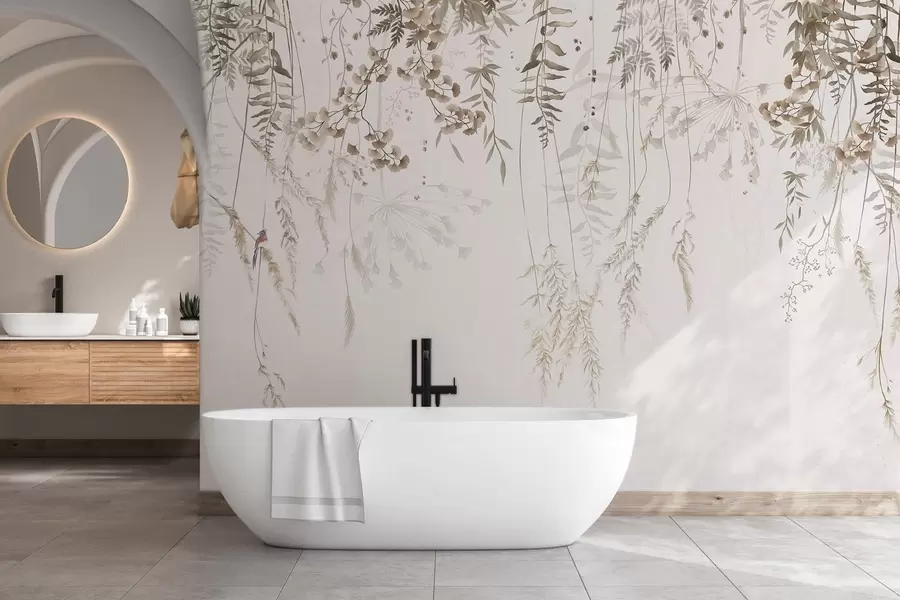 Fototapety Zavesené divoké rastliny na svetlom pozadí w05320