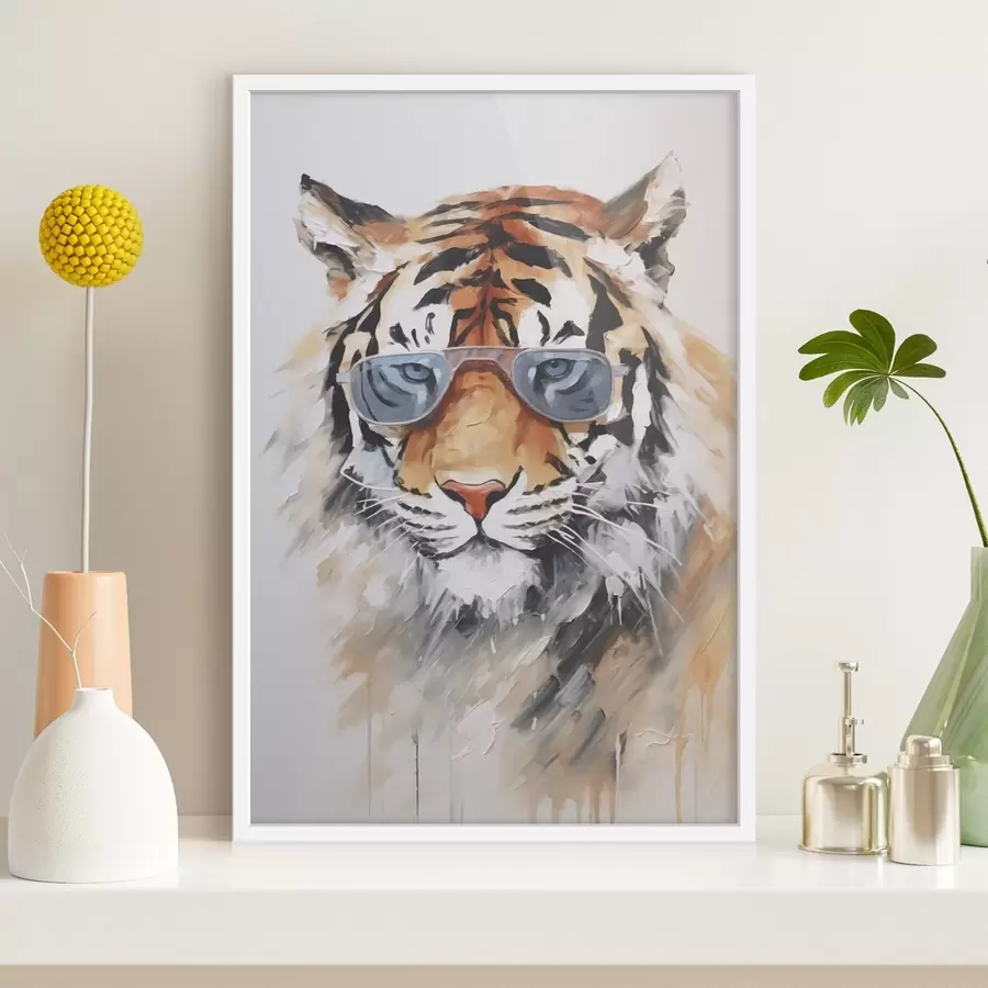 Fototapety Tiger v okuliaroch imitácia maľby f48319