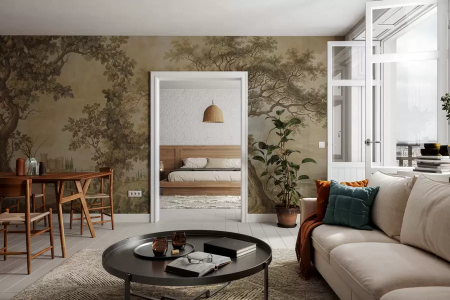 Fototapety Pastorálna krajina v vyšívanom štýle w05359