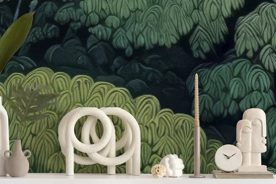 Fototapety Mozaikové zelené koruny stromov w05362