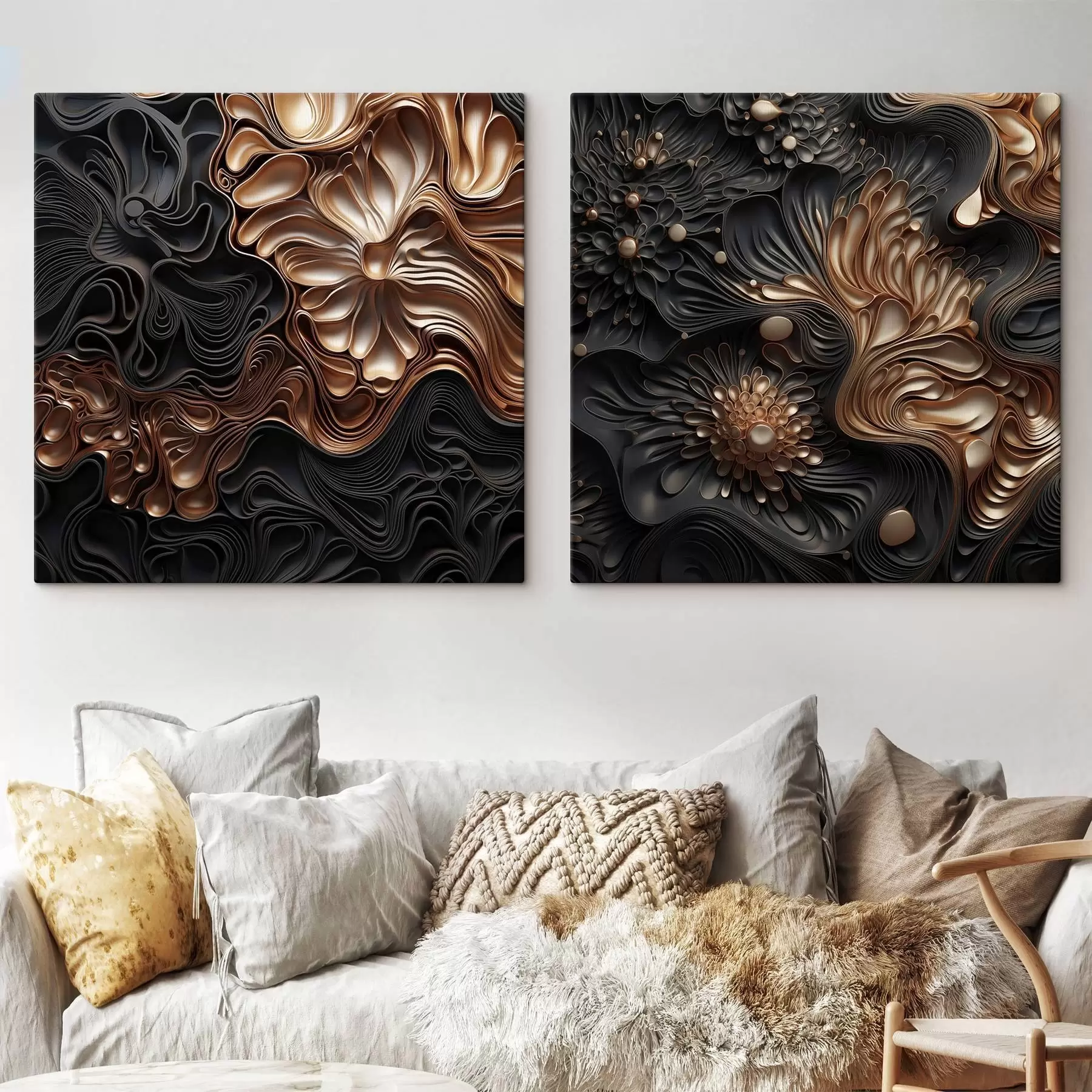 Obraz Abstraktné, plynulé, organické tmavé tvary, ktoré vytvárajú textúrované dielo moderného umenia m30196