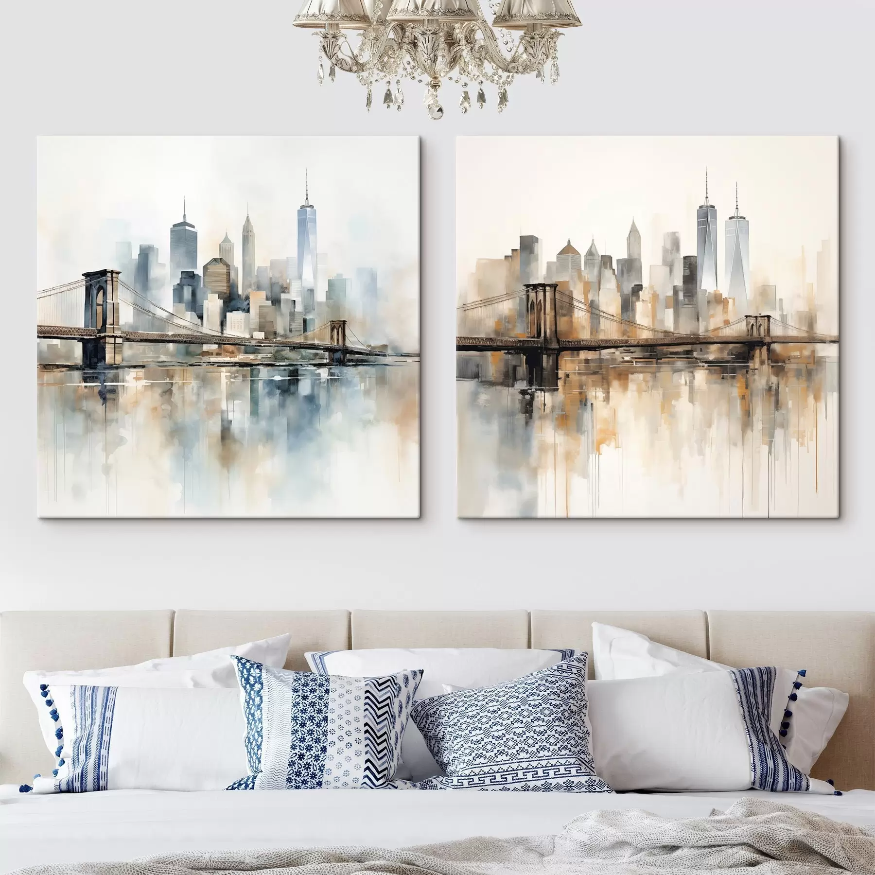 Obraz Abstraktný panoramatický pohľad na mesto, v štýle akvarelu m30207